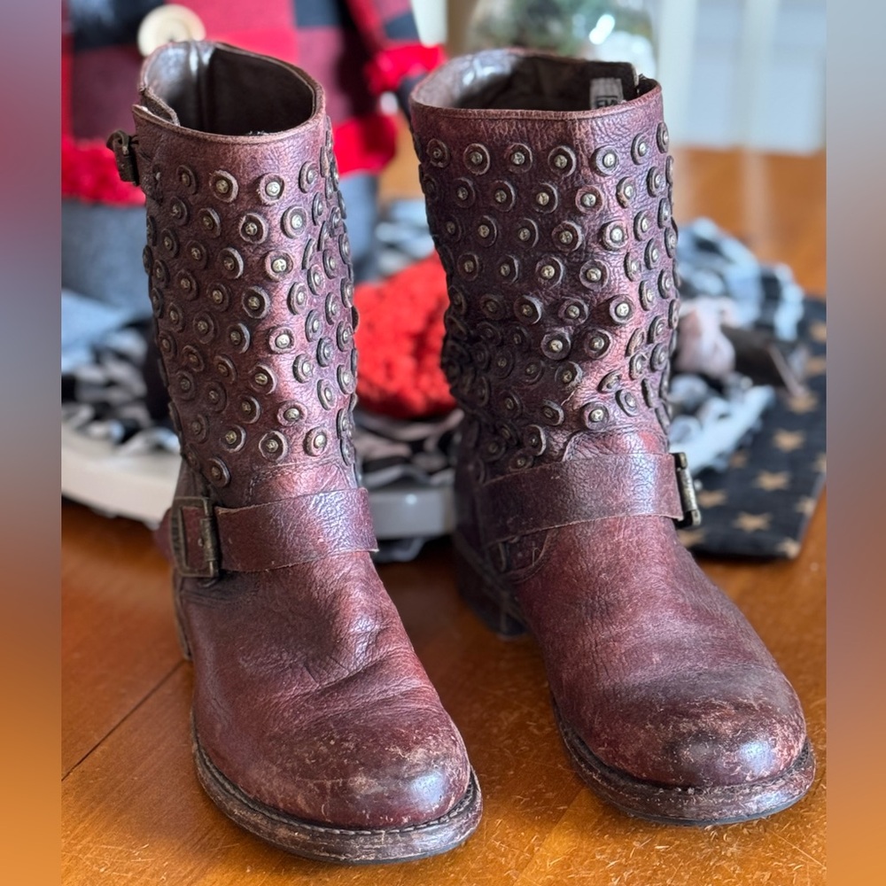 FRYE Studded Leather Boots